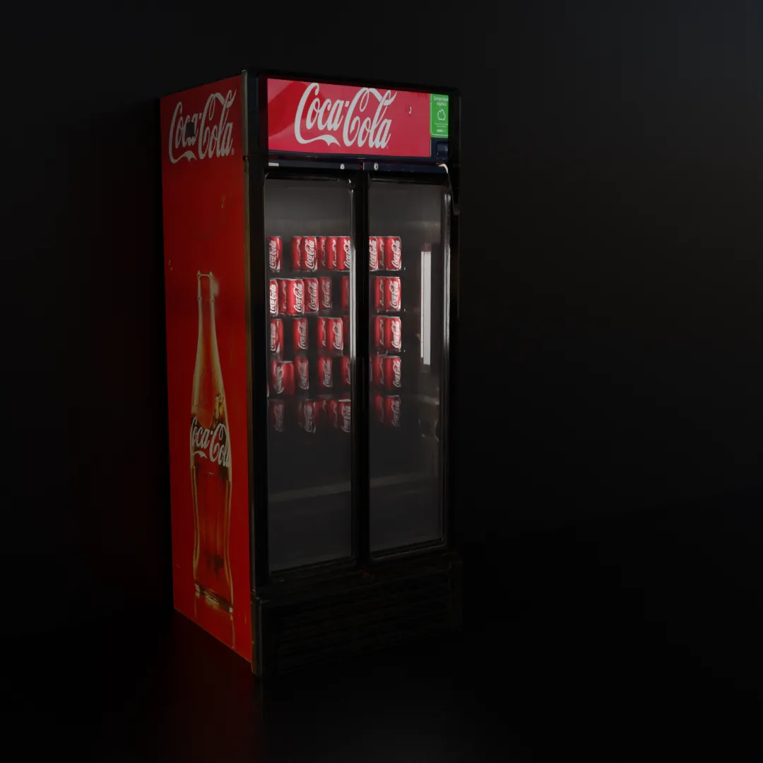 A Coca-Cola fridge, product render