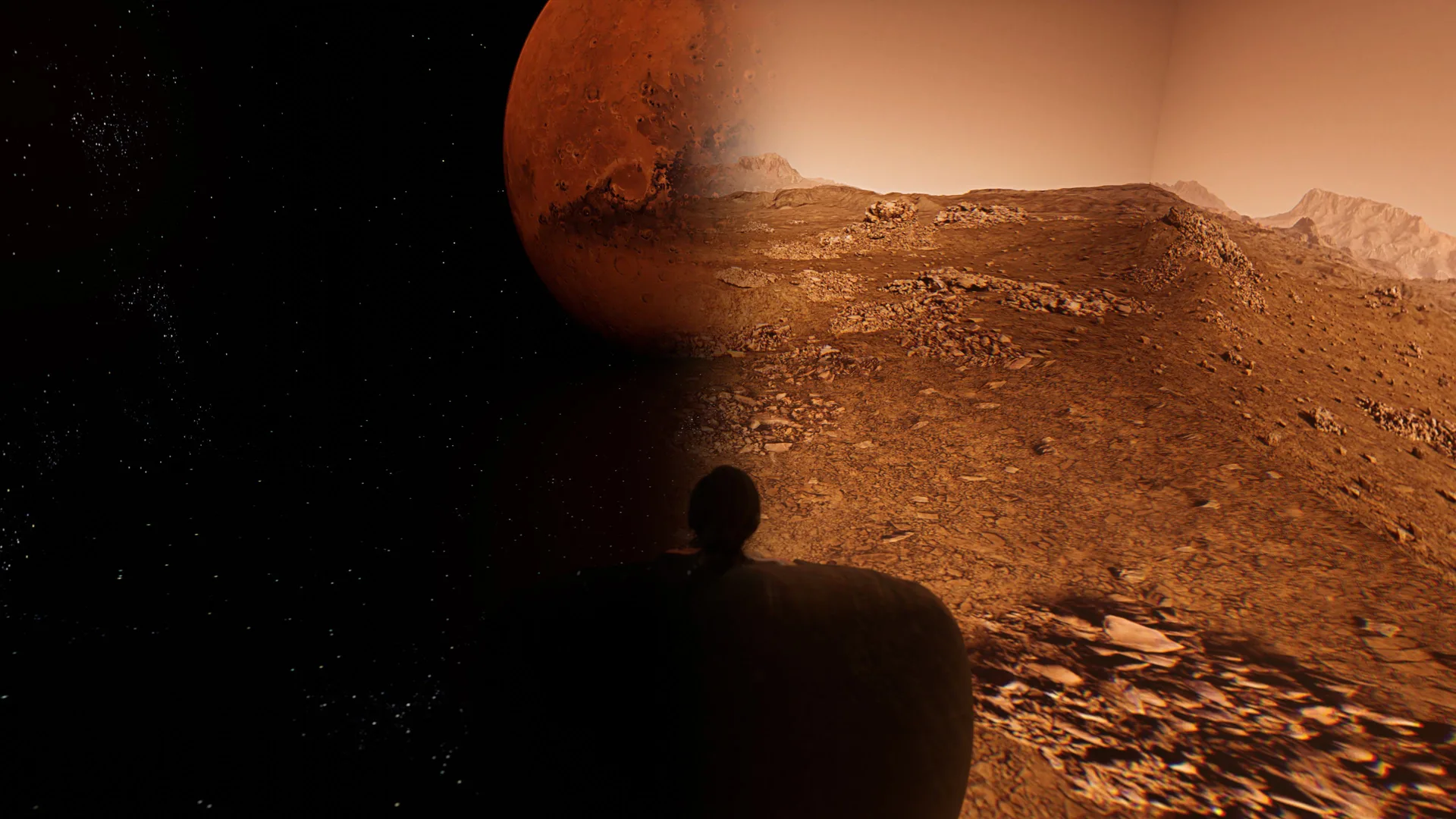 Mars in the room: the red globe on the wall and its surface underfoot